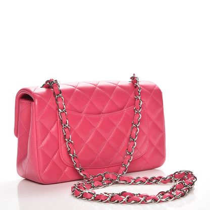 Chanel Lambskin Quilted Mini Rectangular Flap Dark Pink 3 of 7