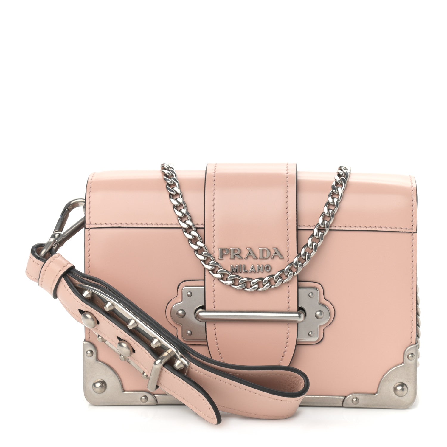 Prada Spazzolato Soft Calf Cahier Chain Wristlet Clutch Pesca 1 of 8
