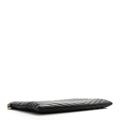 Saint Laurent Calfskin Matelasse Chevron Monogram Document Holder Black 4 of 9