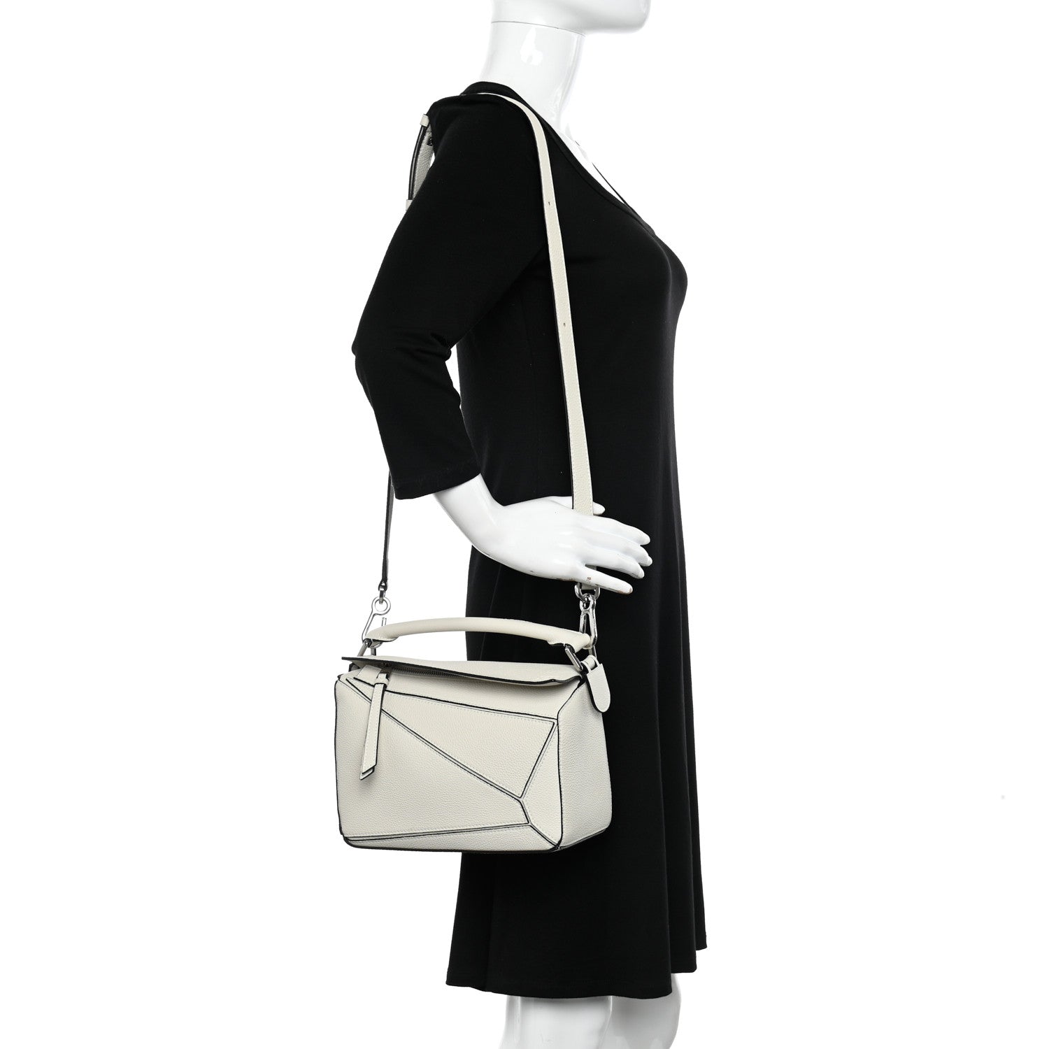 Loewe Grained Calfskin Small Puzzle Bag Soft White 2 of 11