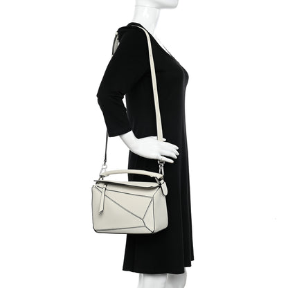Loewe Grained Calfskin Small Puzzle Bag Soft White 2 of 11