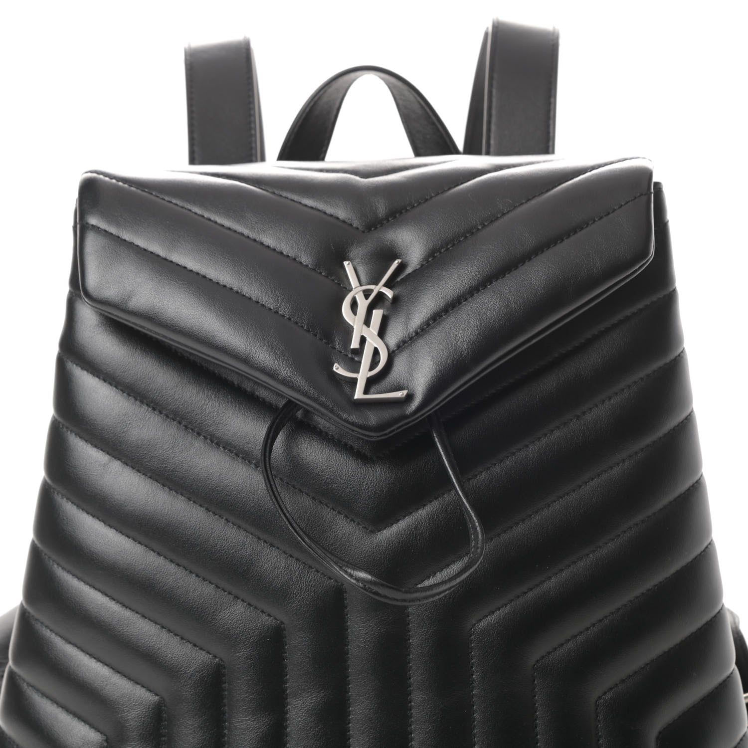 Saint Laurent Calfskin Y Quilted Monogram Medium Loulou Backpack Black 8 of 12