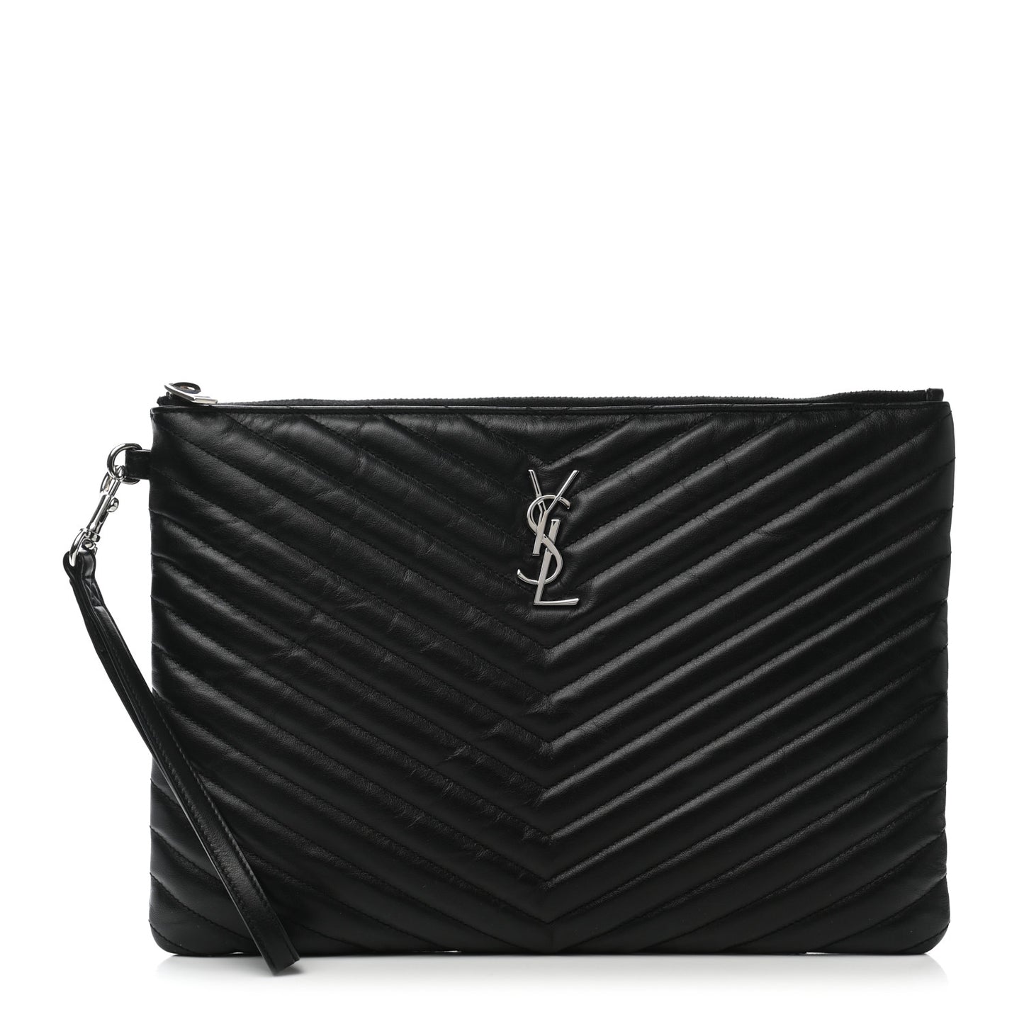 Calfskin Matelasse Monogram Cassandre Tablet Pouch Black