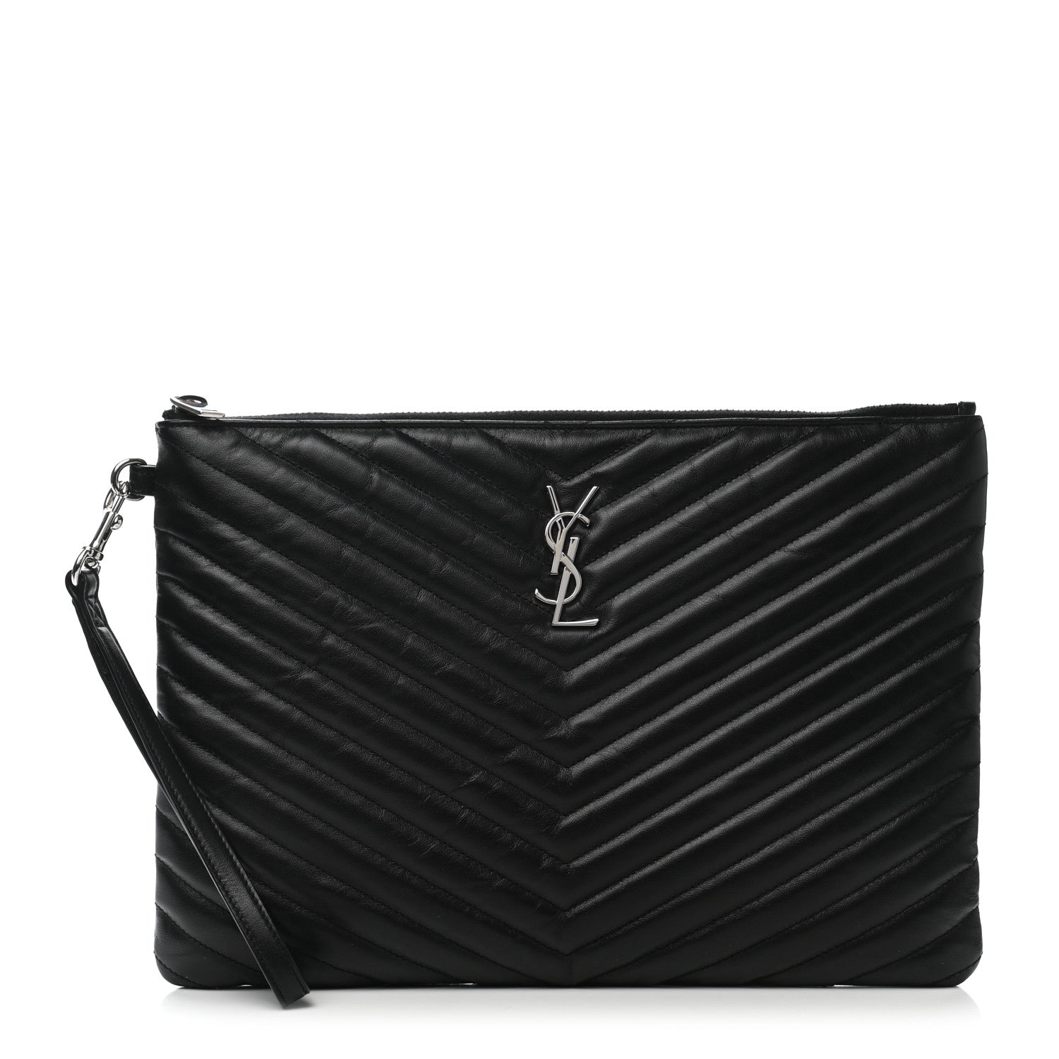 Saint Laurent Calfskin Matelasse Monogram Cassandre Tablet Pouch Black 1 of 8