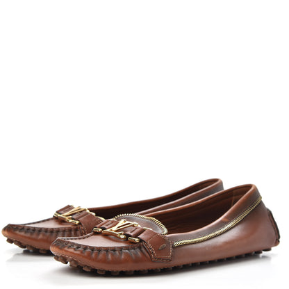 Louis Vuitton Calfskin Zipper Oxford Loafers 37 Cognac 3 of 9