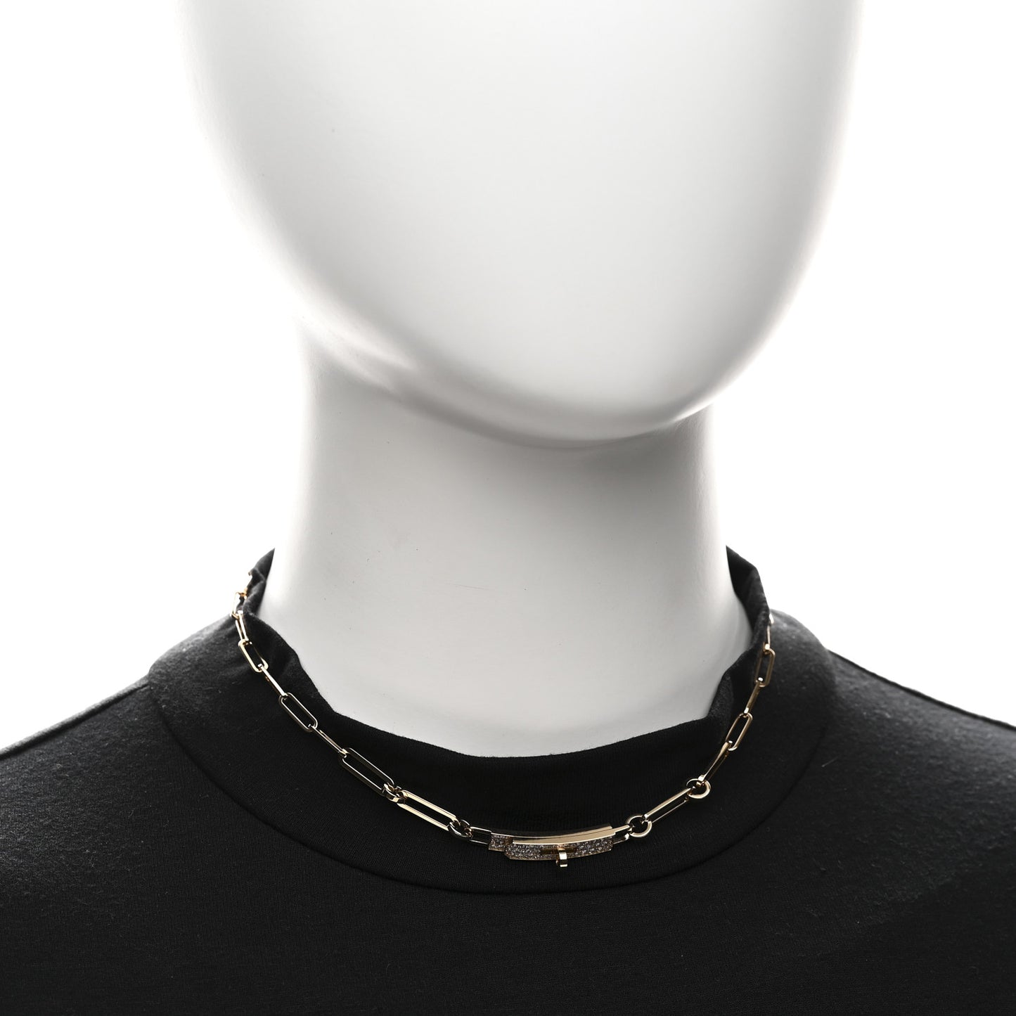 18K Yellow Gold Diamond Pave Kelly Chaine Choker Necklace