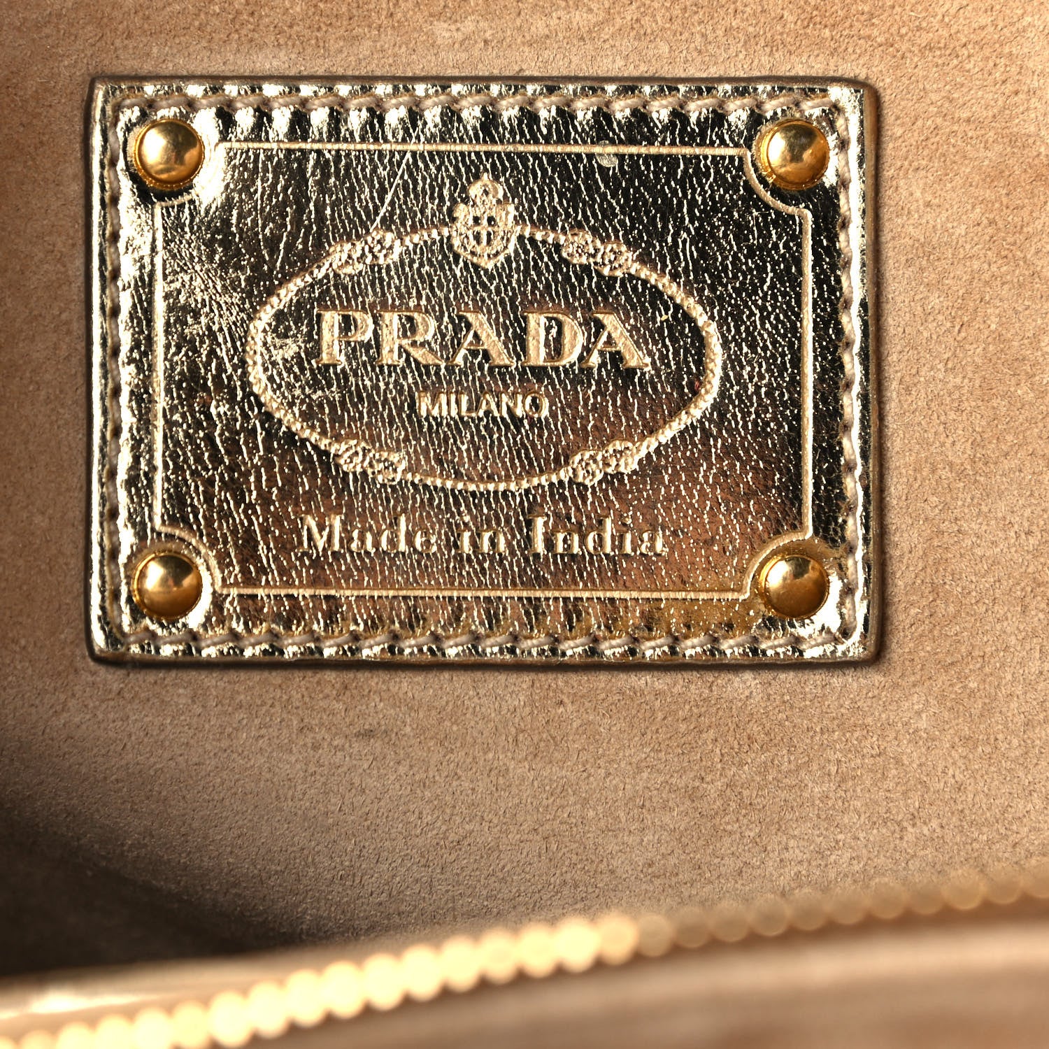 Prada Goatskin Woven Small Tote White Gold 6 of 12
