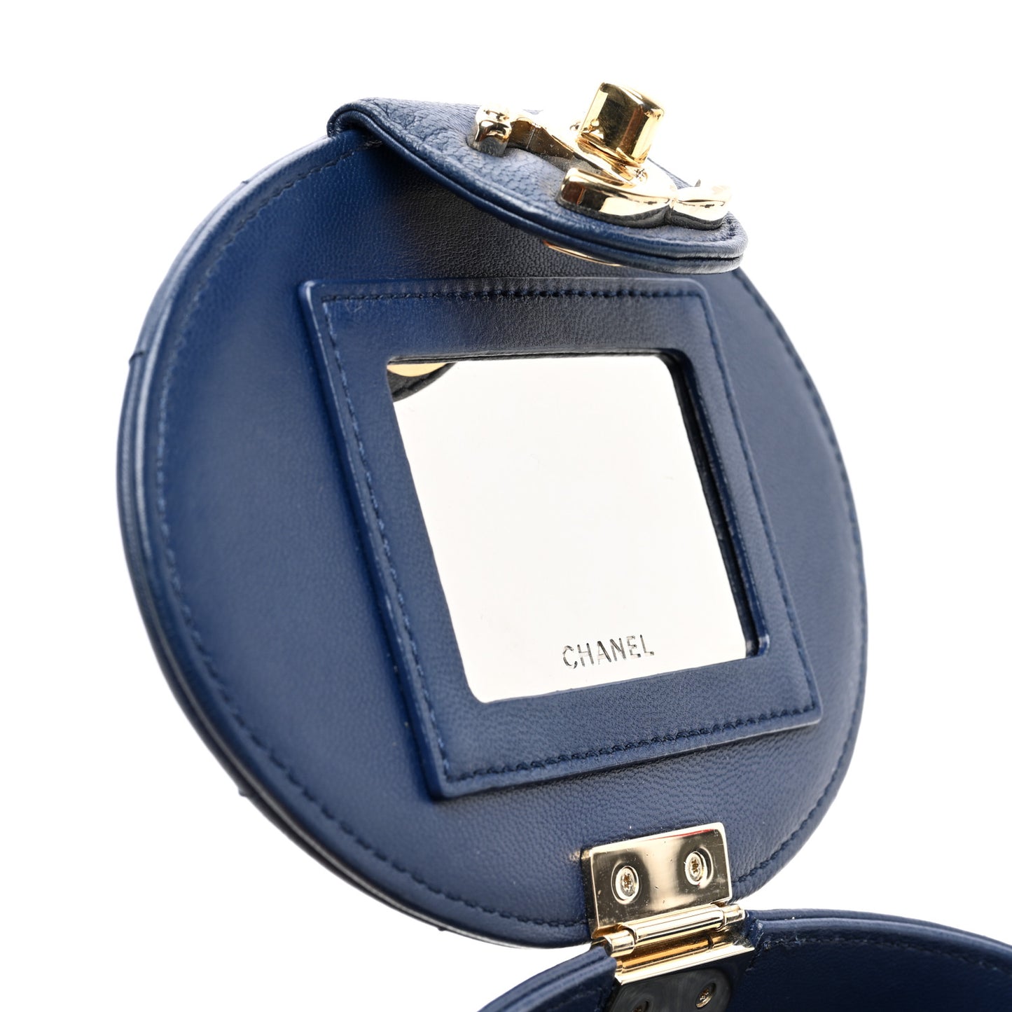 Lambskin Resin Elegant Chain Vanity Case Blue