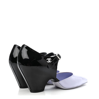 Chanel Patent Calfskin CC Pumps 35.5 Light Purple Black 4 of 5
