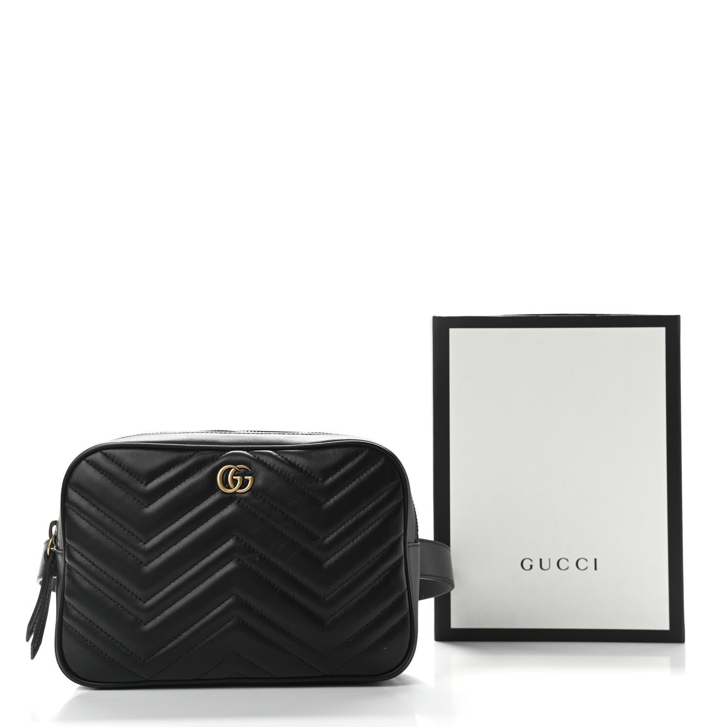 Gucci Calfskin Matelasse Mens GG Marmont Belt Bag 80 32 Black 11 of 11