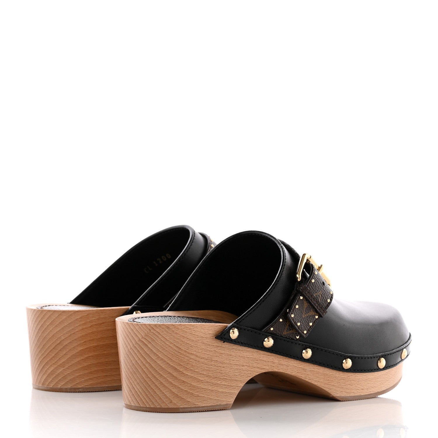 Louis Vuitton Calfskin Patent Monogram Cottage Clog Mules 38 Black 4 of 20