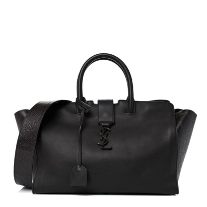 Saint Laurent Calfskin Crocodile Embossed Small Monogram Downtown Cabas Earth 1 of 20