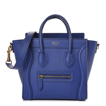 Celine Drummed Calfskin Nano Luggage Indigo 1 of 7