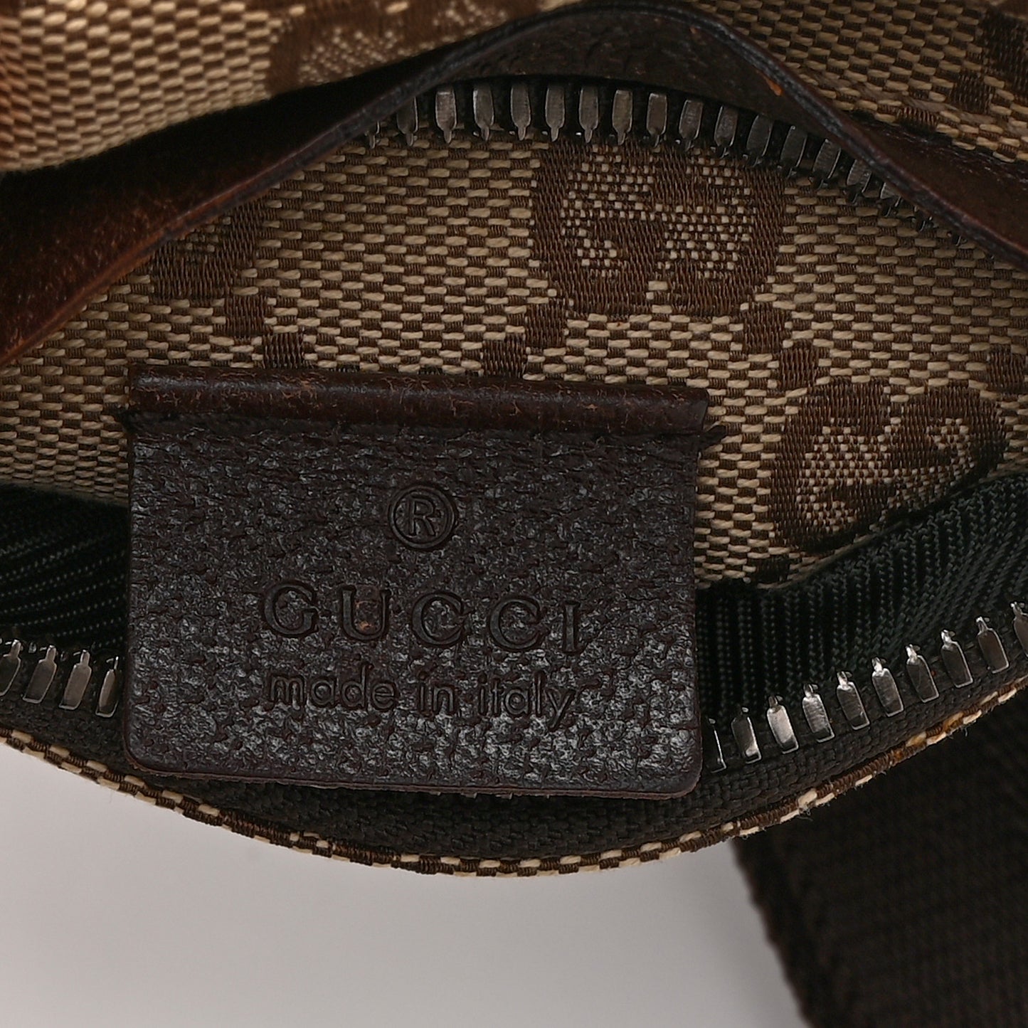 GG Monogram Double Pocket Belt Bag Dark Brown
