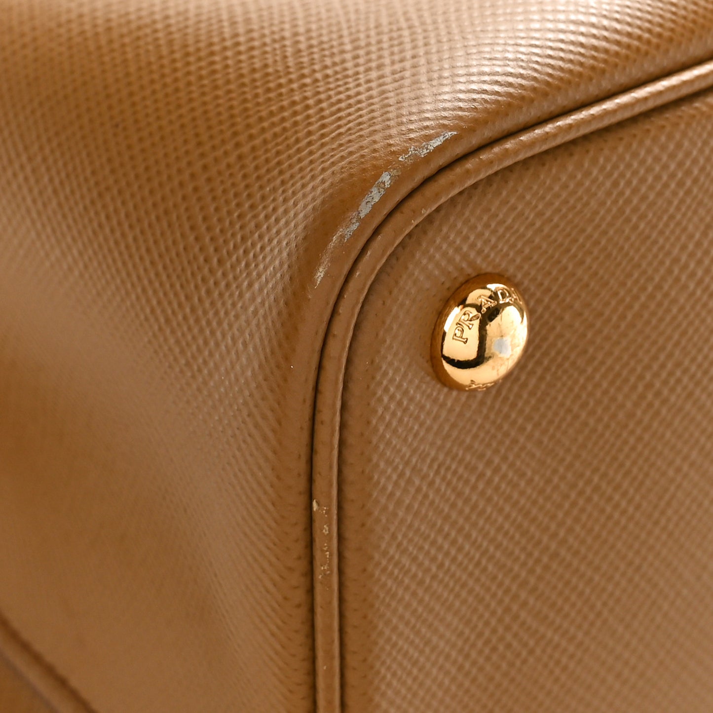 Saffiano Cuir Large Double Bag Caramel Fuoco