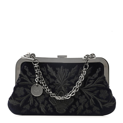 Gucci Velvet Embellished Frame Evening Clutch Blue 1 of 7