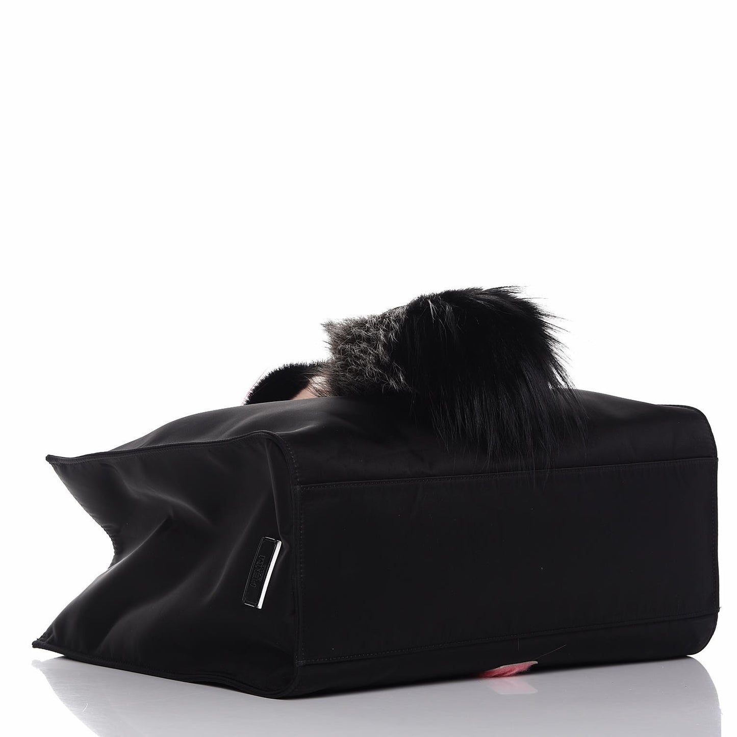 Tech Twill Calfskin Fox Mink Goat Fur Karlito Tote Black Multicolor