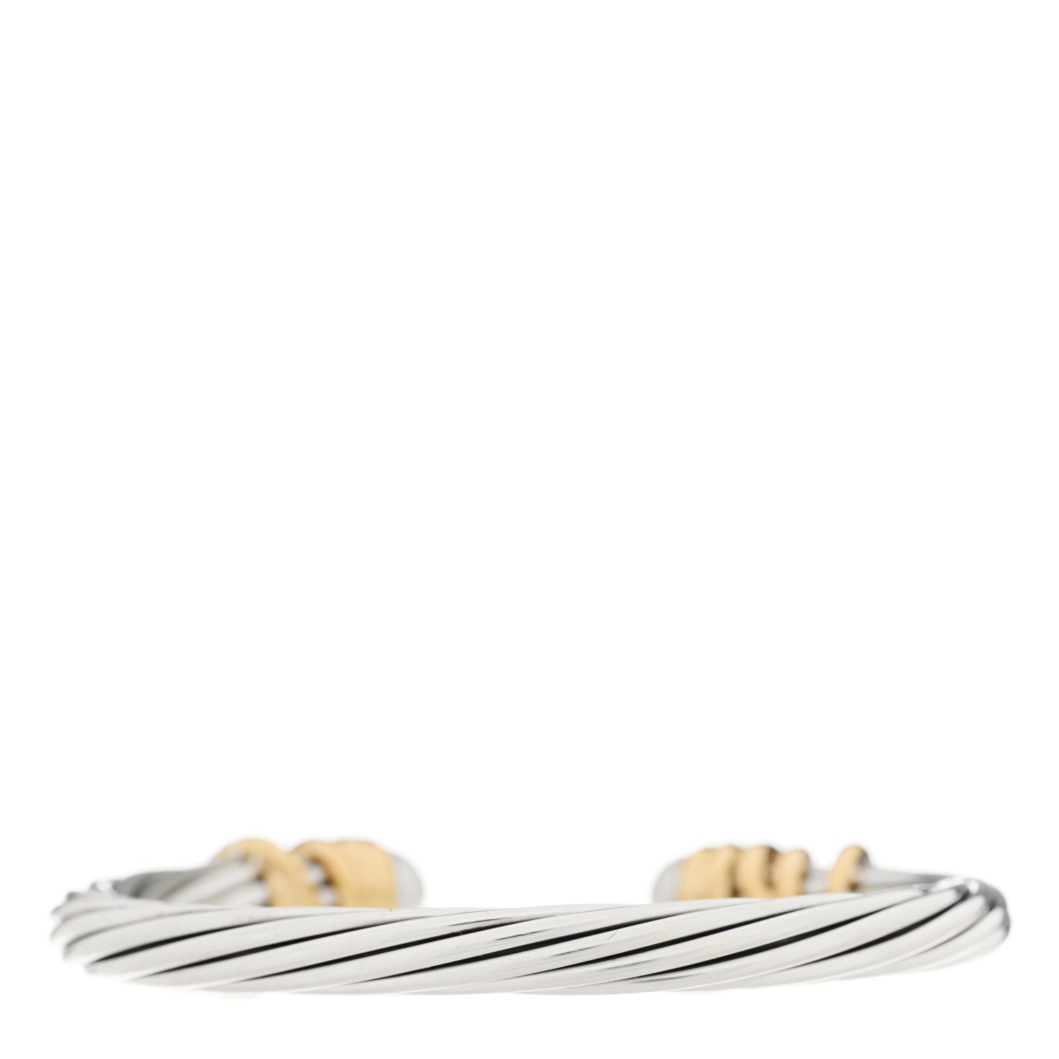 David Yurman Sterling Silver 18K Yellow Gold Diamond Pearl 6mm Helena Cuff Bracelet 2 of 3