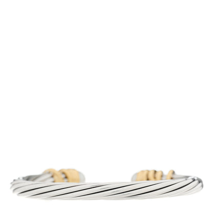 David Yurman Sterling Silver 18K Yellow Gold Diamond Pearl 6mm Helena Cuff Bracelet 2 of 3