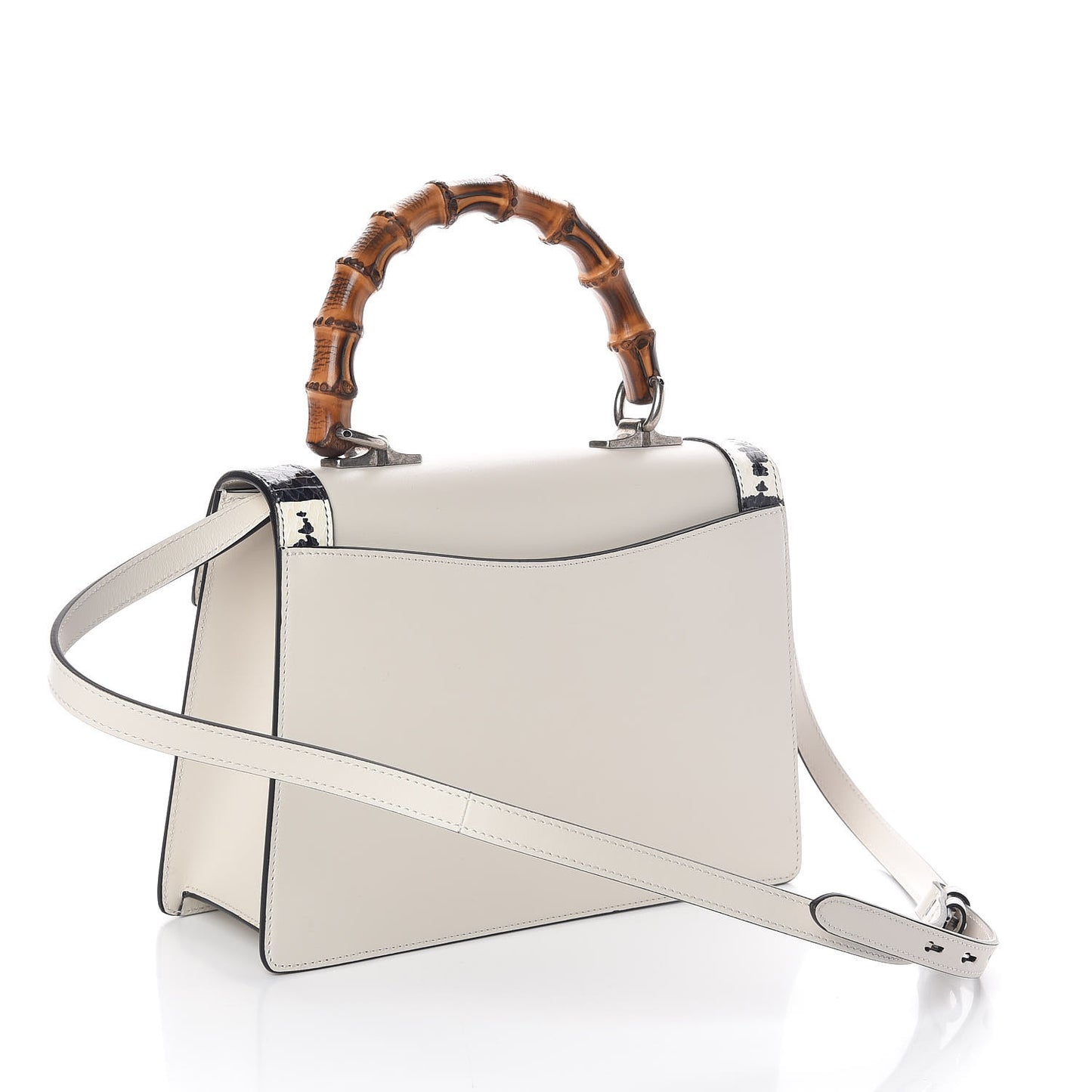 Calfskin Snakeskin Small Lilith Top Handle Bag White