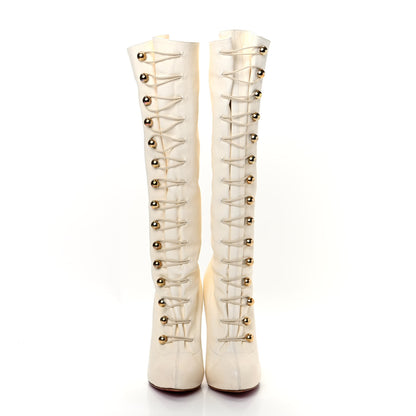 Christian Louboutin Calfskin Alta Fifre 120 Tall Boots 37 White 2 of 8