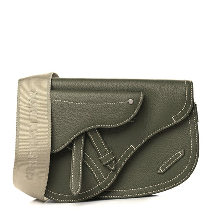 Christian Dior X KAWS Grained Calfskin Saddle Pouch Olive 1 of 5