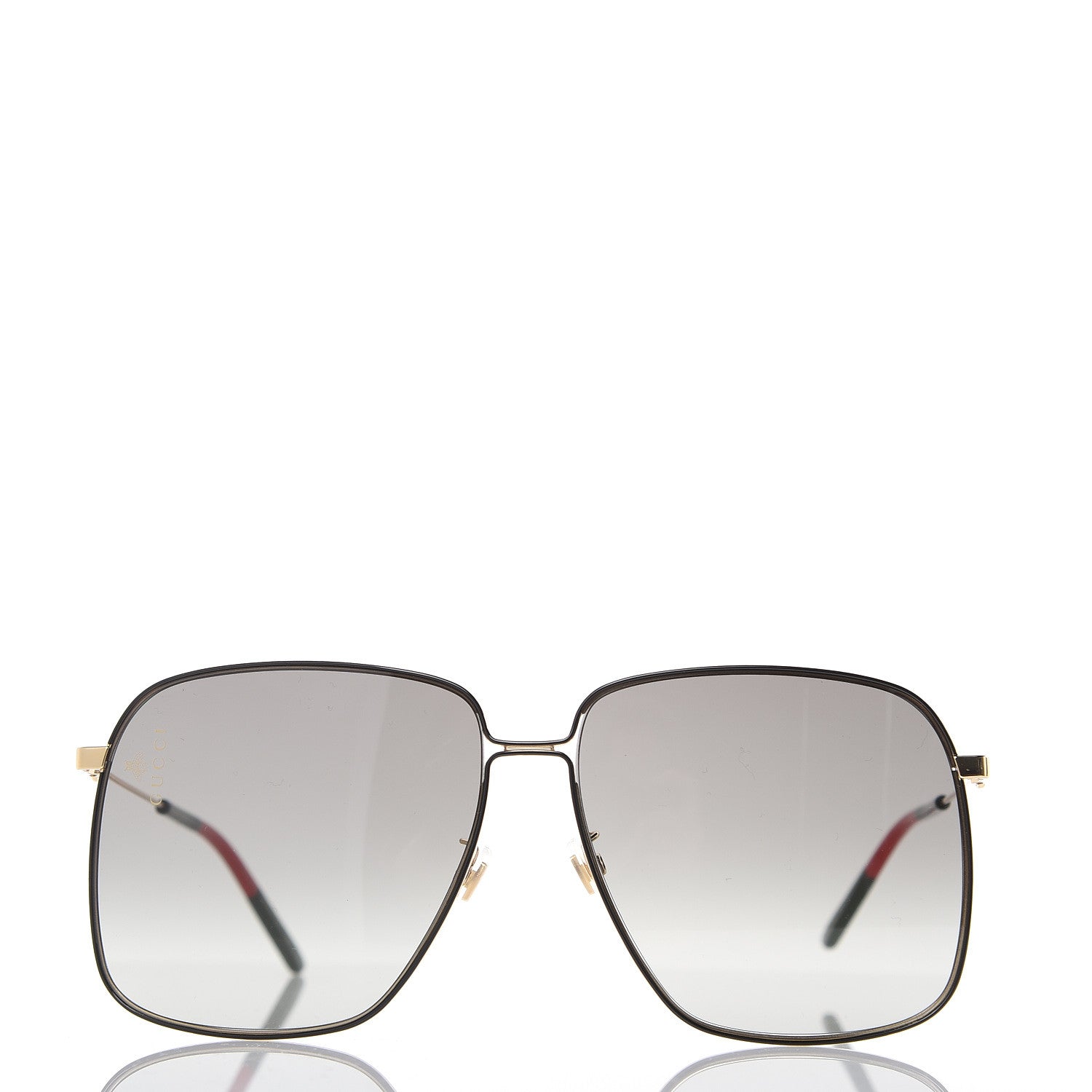 Gucci Web Rectangular Frame Interlocking G Sunglasses GG0394S Green Red 3 of 8