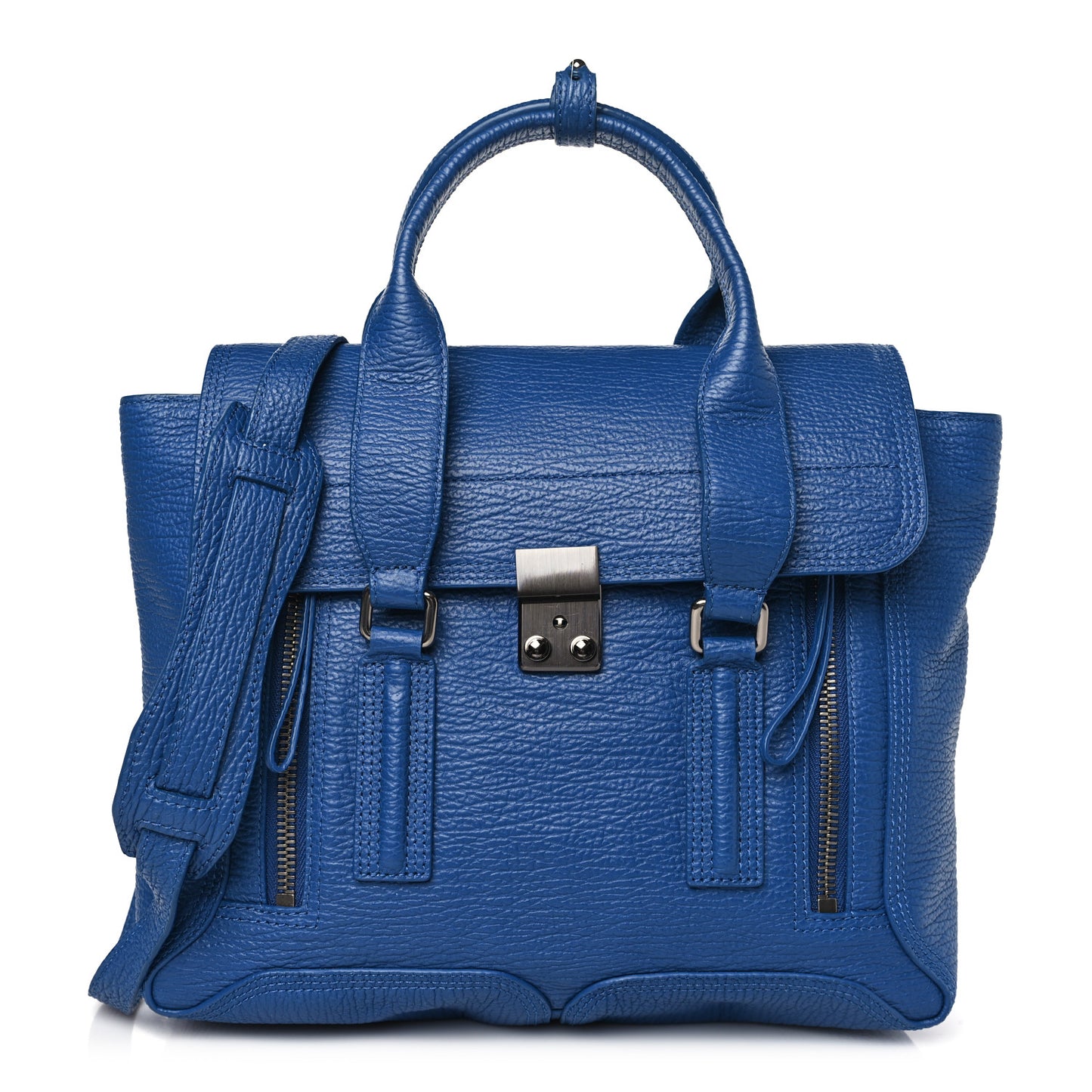 Textured Calfskin Medium Pashli Satchel Cobalt