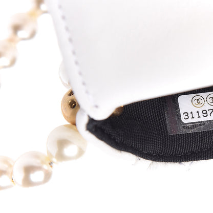 Chanel Calfskin Quilted About Pearls Card Holder Flap With Chain White 9 of 11
