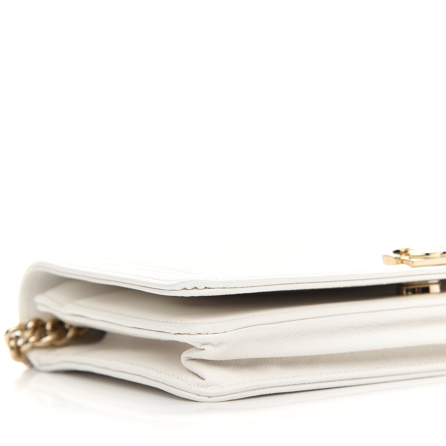 Chanel Caviar Chevron Boy Wallet On Chain WOC White 10 of 10