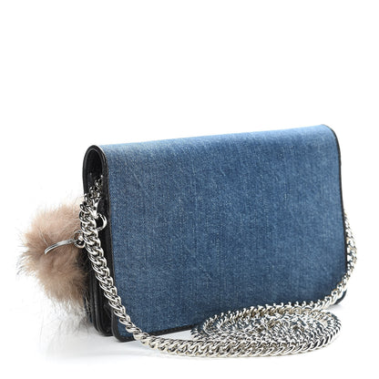 Miu Miu Denim Raccoon Fur Charm Crossbody Blue 3 of 10