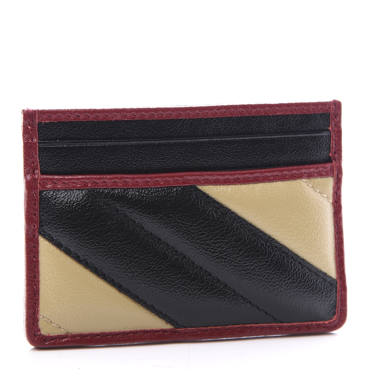 Gucci Azalea Calfskin Matelasse Diagonal Patchwork Torchon GG Marmont Card Case Black Beige Romantic Cerise 2 of 7