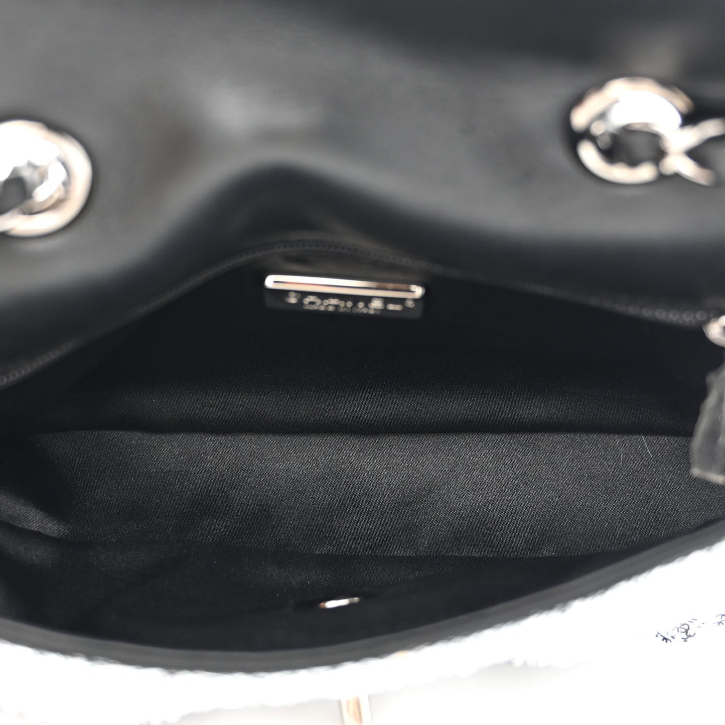 Sequin CC Logo Small Single Flap White Black