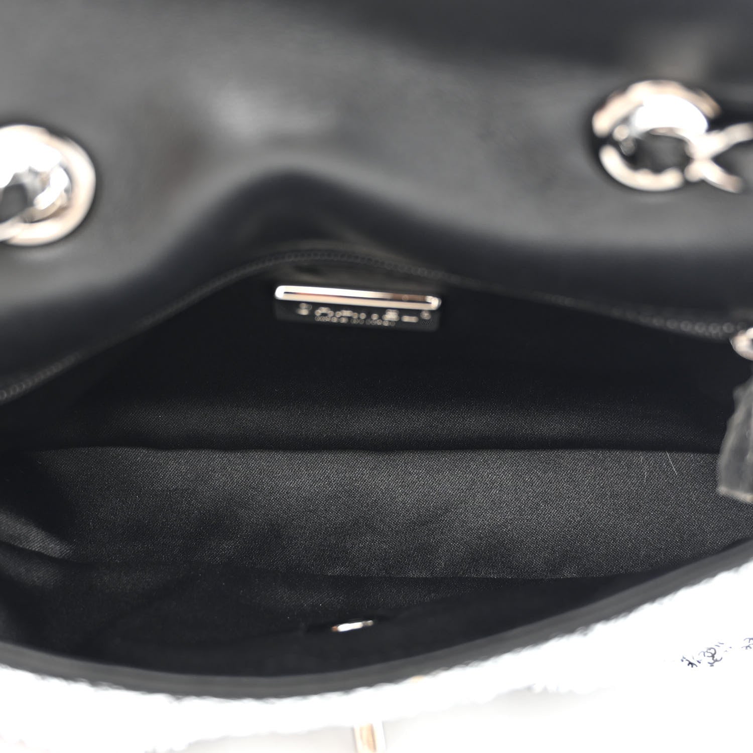 Chanel Sequin CC Logo Small Single Flap White Black 5 of 10