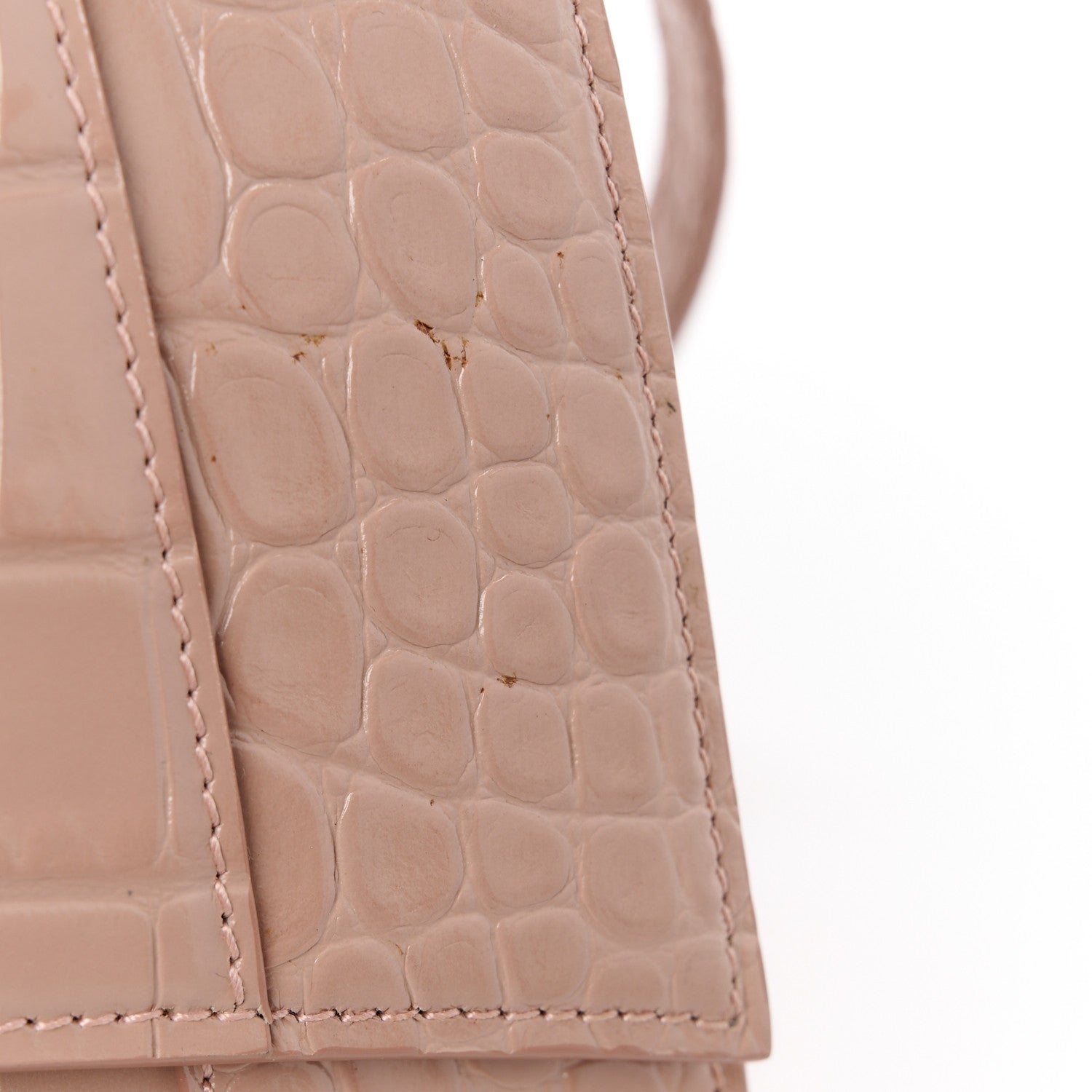 Balenciaga Shiny Calfskin Crocodile Embossed Small Hourglass Top Handle Bag Nude Beige 13 of 13