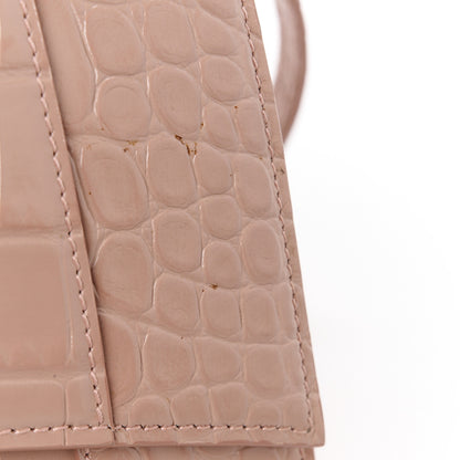 Balenciaga Shiny Calfskin Crocodile Embossed Small Hourglass Top Handle Bag Nude Beige 13 of 13