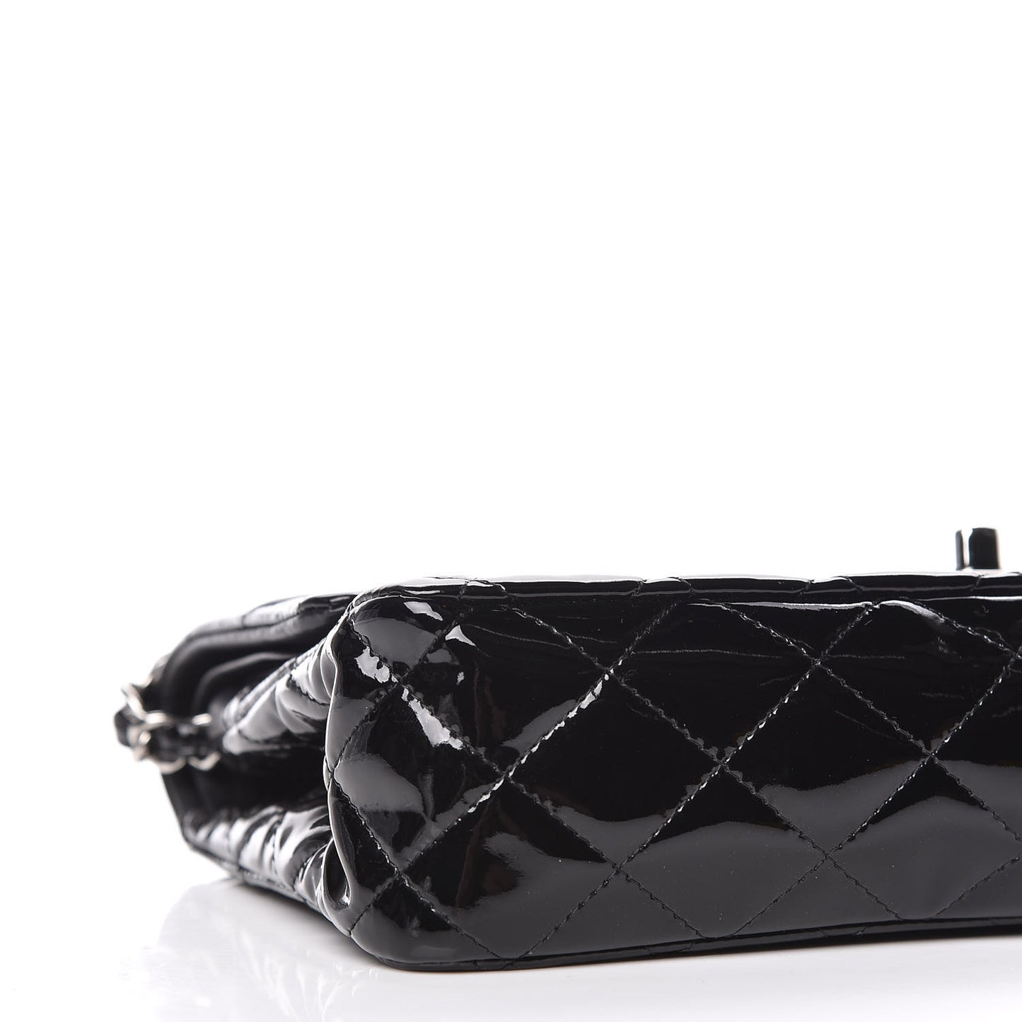 Patent Quilted Medium Double Flap Black