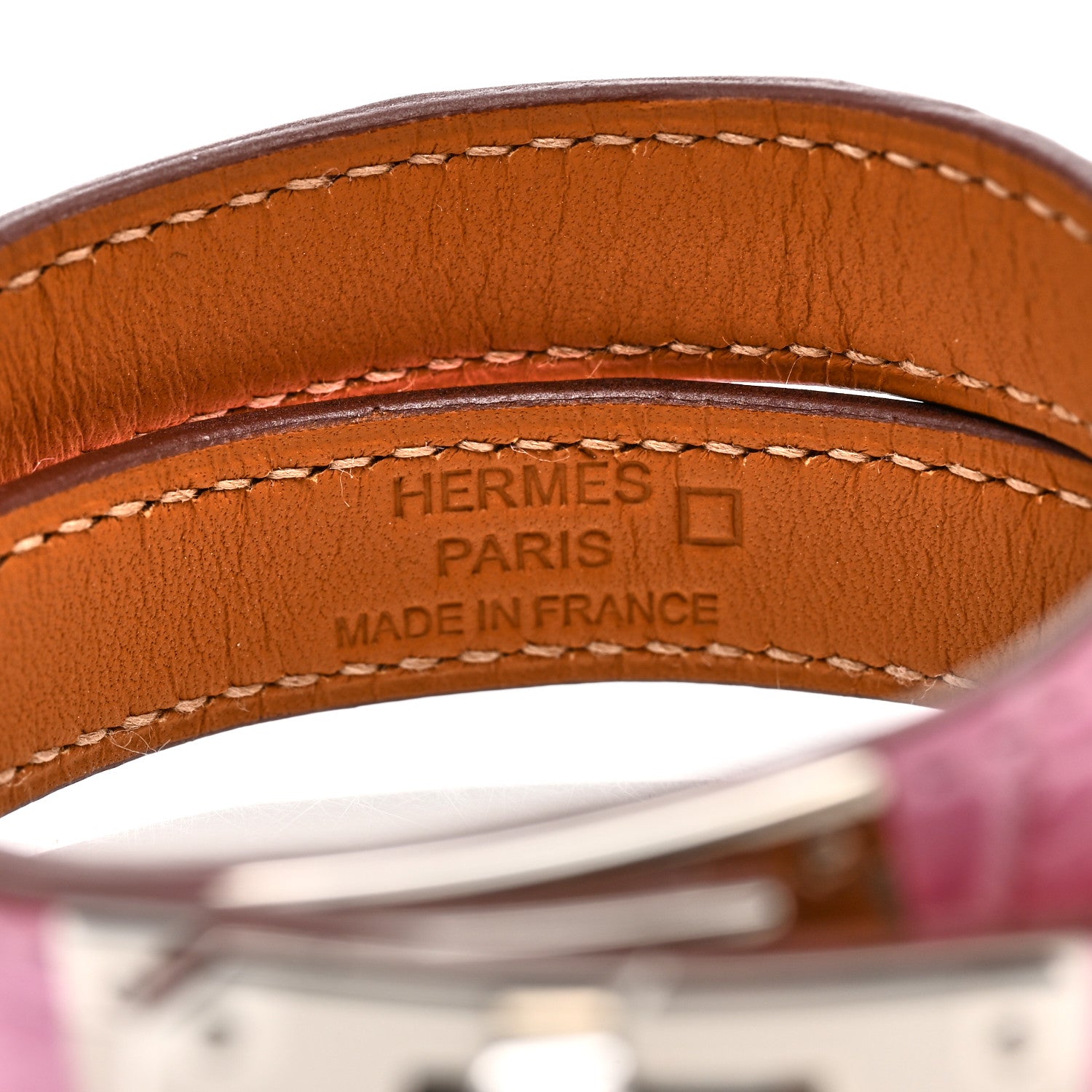 Hermes Matte Alligator Kelly Double Tour Bracelet T3 5P Pink 4 of 7