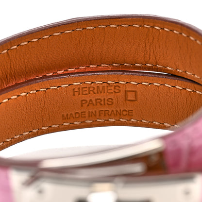 Hermes Matte Alligator Kelly Double Tour Bracelet T3 5P Pink 4 of 7