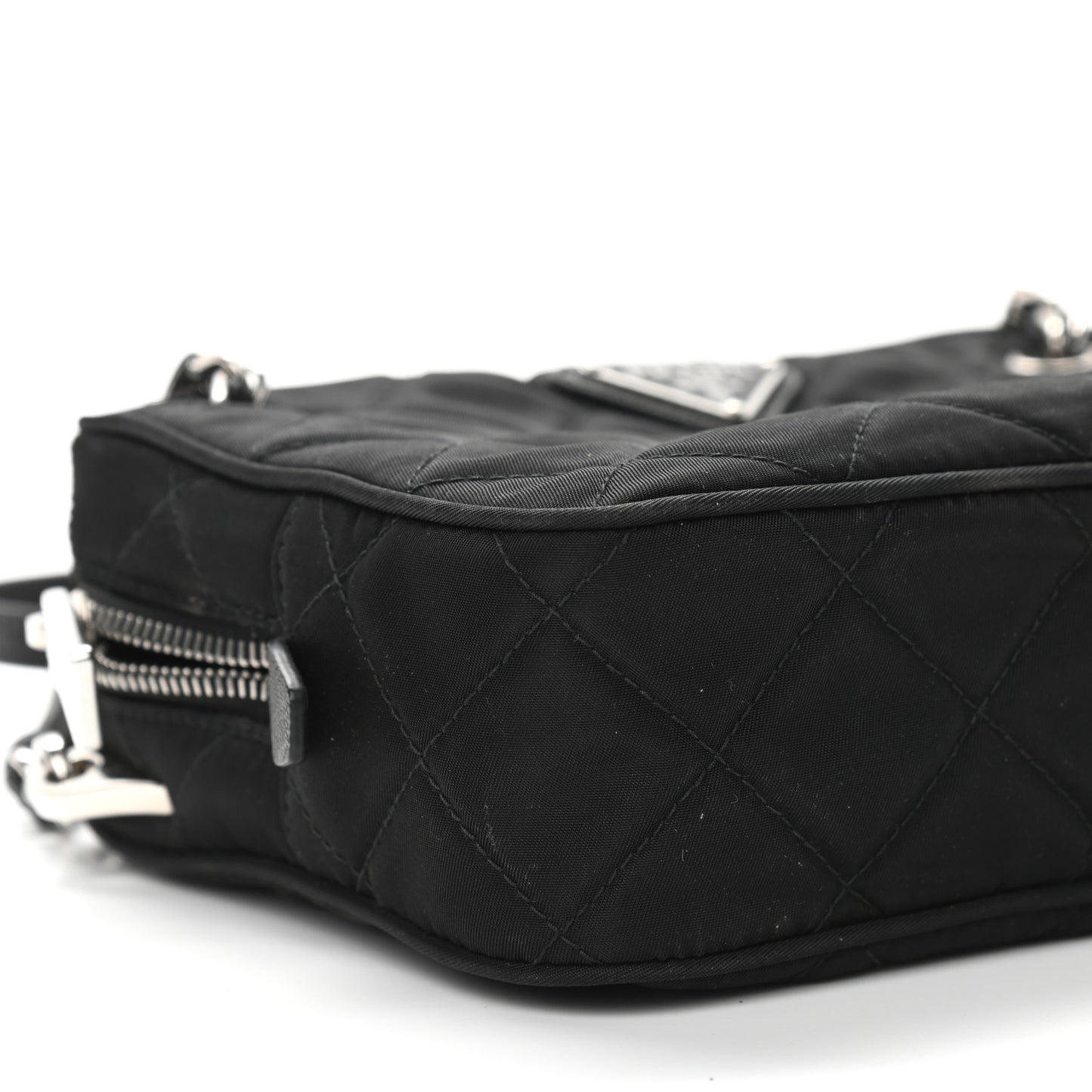 Nylon Tessuto Impuntu Quilted Crossbody Bag Black