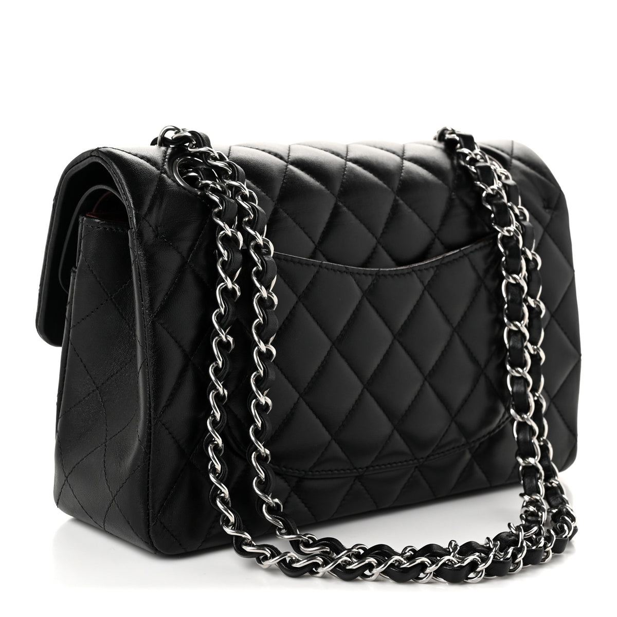Lambskin Quilted Small Double Flap Black