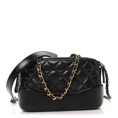 Chanel Aged Calfskin Quilted Small Gabrielle Clutch With Chain Black 1 of 10