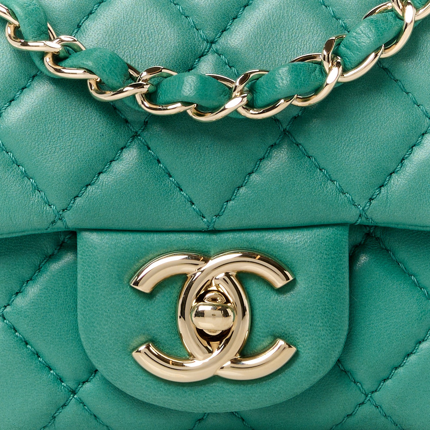 Chanel Lambskin Quilted Mini Square Flap Green 9 of 13