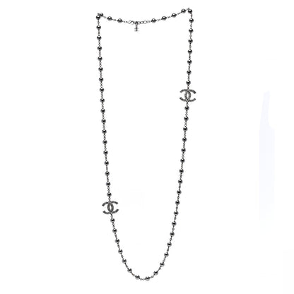 Chanel Ruthenium Pearl Beaded CC Long Necklace Black 3 of 7