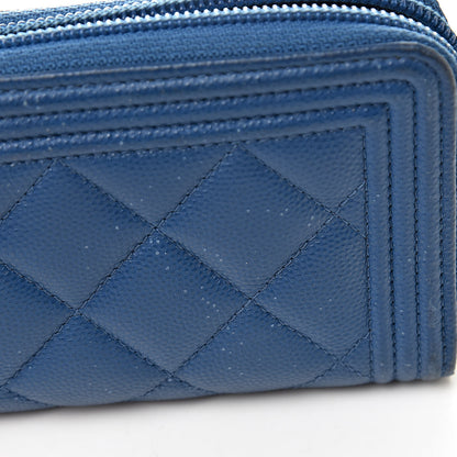 Chanel Caviar Quilted Boy Small Zip Around Wallet Blue 13 of 16