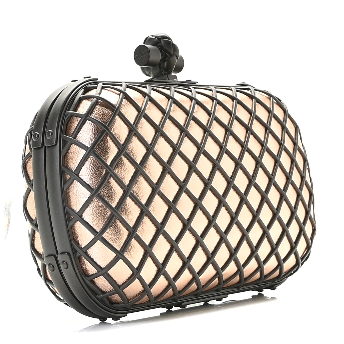 Metallic Cage Knot Clutch Gold