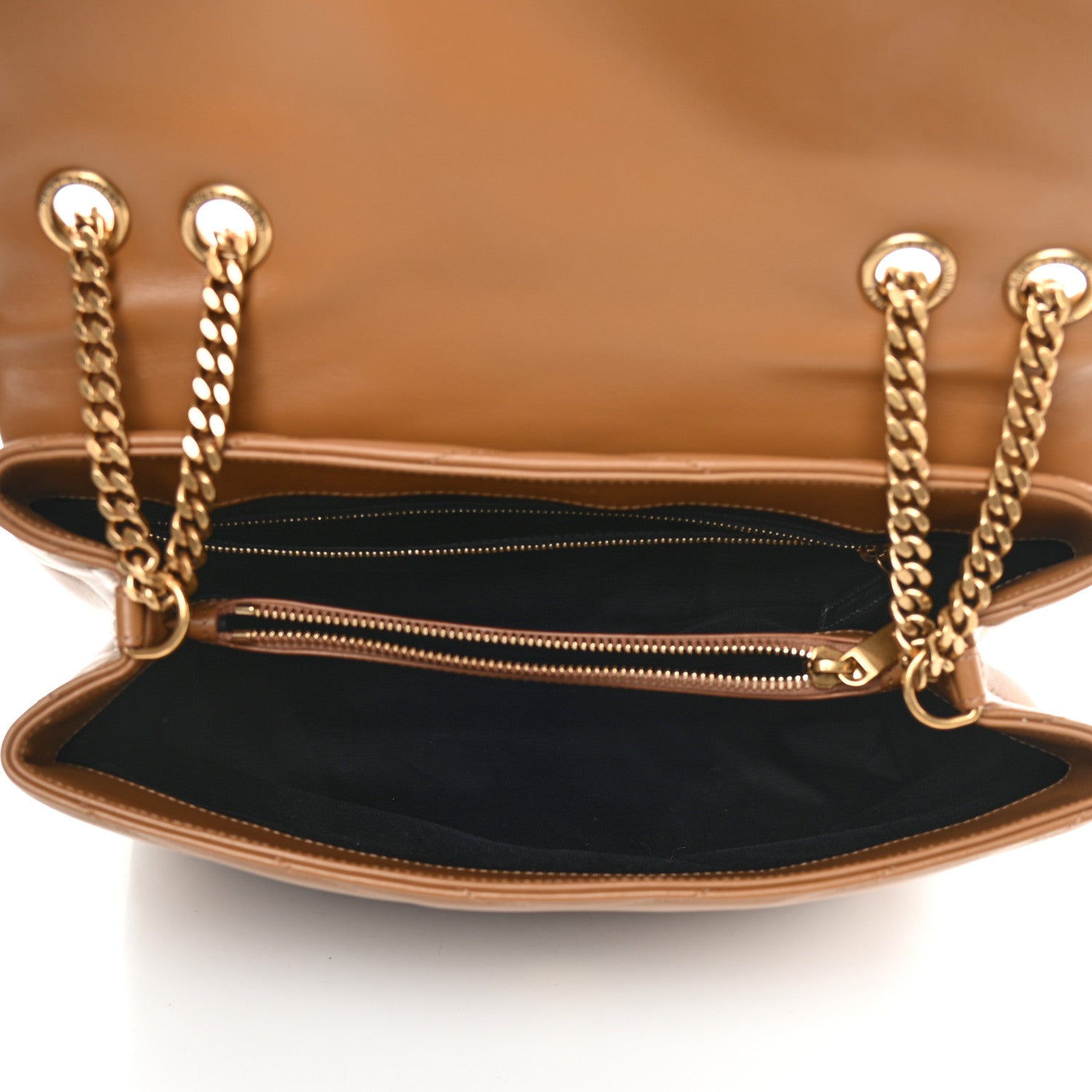 Saint Laurent Calfskin Y Quilted Monogram Medium Loulou Chain Satchel Dark Natural 5 of 10