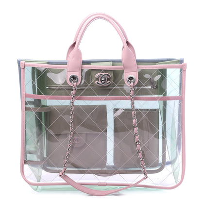 Chanel PVC Lambskin Stitched Medium Coco Splash Shopping Bag Green Pink 1 of 10