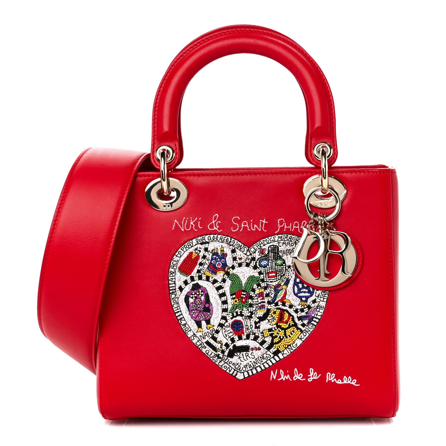Christian Dior Calfskin Niki De Saint Phalle Medium Supple Lady Dior Red 1 of 11