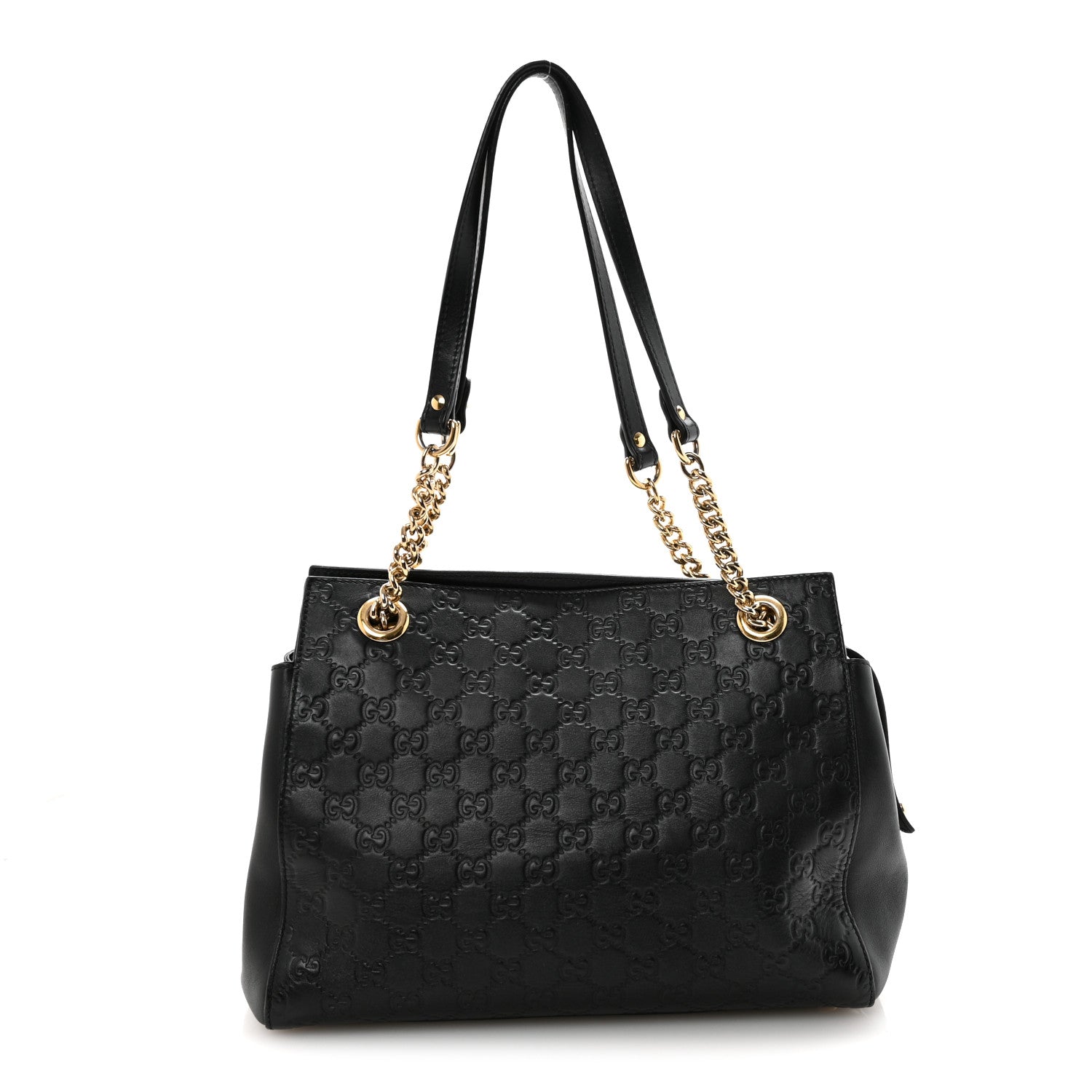 Gucci Guccissima Signature Medium Shoulder Tote Bag Black 1 of 9